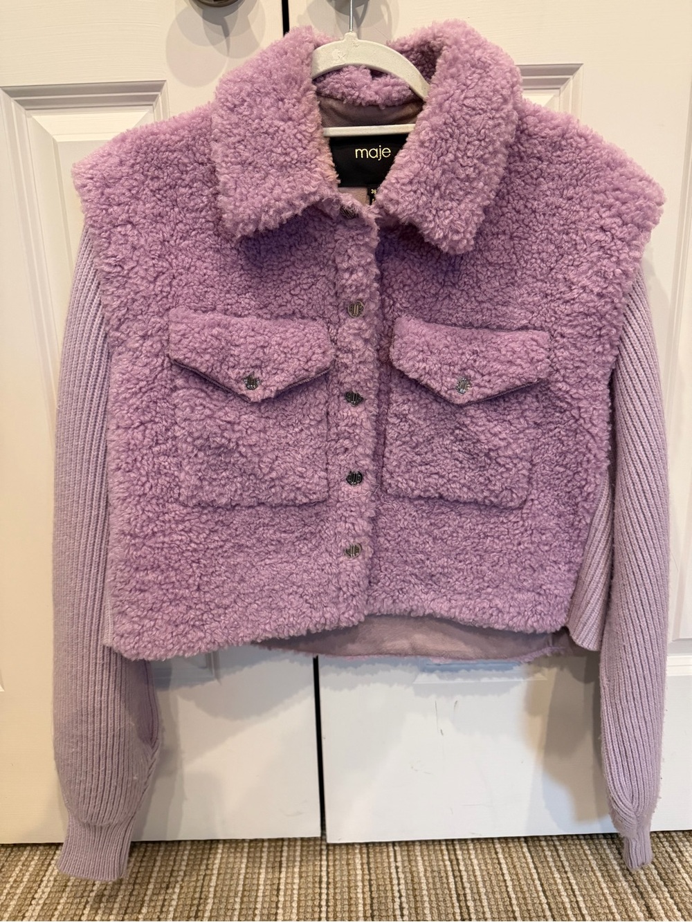 Maje Pastel Purple Teddy Coat